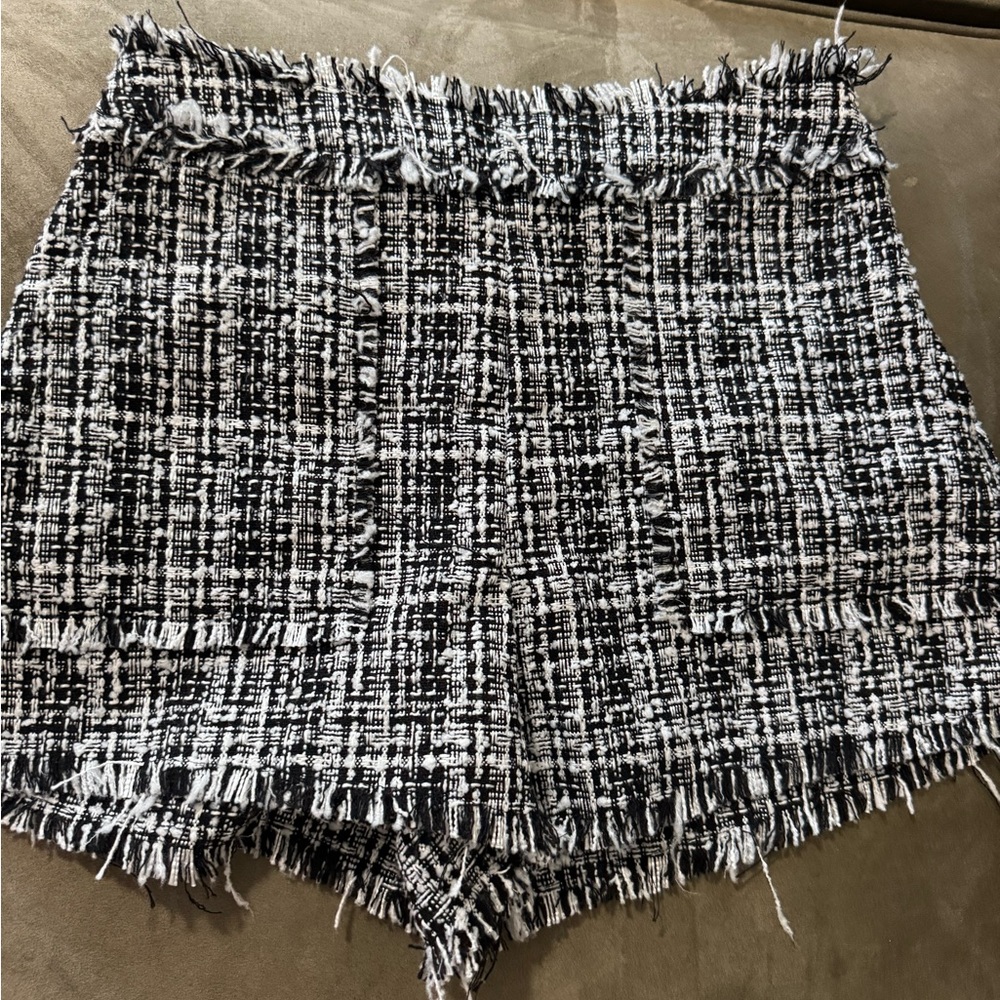 Forever 21 Black and White Tweed High Waist Shorts
